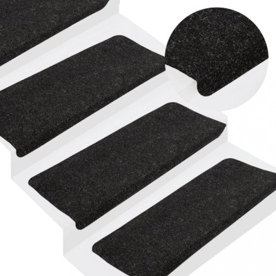 vidaXL Covorașe scări autoadezive, 15 buc., antracit, 65x24,5x3,5 cm 343477 foto