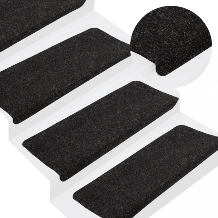 vidaXL Covorașe scări autoadezive, 15 buc., antracit, 65x24,5x3,5 cm 343477