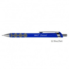 Set de 12 Creioane Mecanice DACO Eminent, Mina de 0.7 mm, Corp din Plastic Albastru, Creion Mecanic, Set Creioane Mecanice, Creion Mecanic cu Mina, Cr