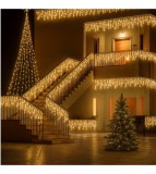 Instalație Craciun Turturi 12m, 300 LED, 8 jocuri, Alb Cald