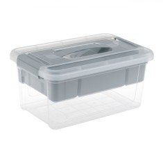 Cutie Depozitare Plastic, Capacitate 5L, Separatori, Transparent-Gri