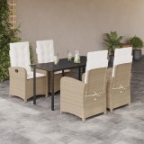 VidaXL Set mobilier de grădină cu perne, 5 piese, bej, poliratan