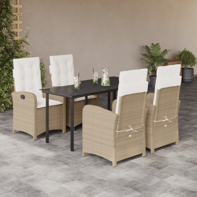 vidaXL Set mobilier de grădină cu perne, 5 piese, bej, poliratan foto
