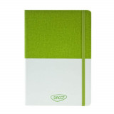 Agenda Dictando Nedatata DACO, 160 File, 14.2x21 cm, Format A5, 70 g/m&sup2;, Imitatie de Piele/Textil, Alb/Verde, Agenda Nedatata, Agende Birou cu 160 de