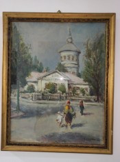 Constantin C. Constantinescu (Ali Baba) (1897-1967) BISERICA STAVROPOLEOS * ulei carton