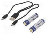 Acumul: Li-Ion AA 1,5V 1950mAh &Oslash;14,2x50,2mm Kit: cablu USB