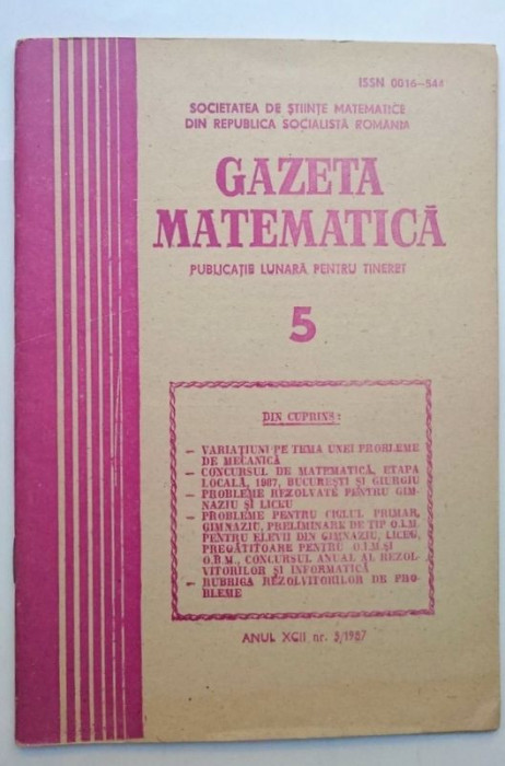 Gazeta matematica nr. 5 din 1987