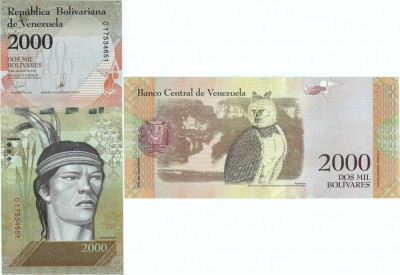 2016 ( 18 VIII ) , 2,000 bol&amp;iacute;vares ( P-96b ) - Venezuela - stare UNC foto