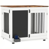 PawHut Cușcă pentru c&acirc;ine cușcă interioră cu 2 uși tablă neagră pentru c&acirc;ini talie medie 20 kg 80 x 60 x 70 cm alb | Aosom Romania