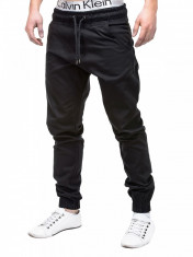 Pantaloni pentru barbati, negru, casual, cu banda jos, siret - P205 foto