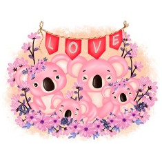 Sticker decorativ Familie Koala, Multicolor, 73 cm, 3230ST foto