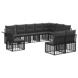 vidaXL Set de canapele de exterior cu pernă 10 pcs Negru și Gri &icirc;nchis 3437707