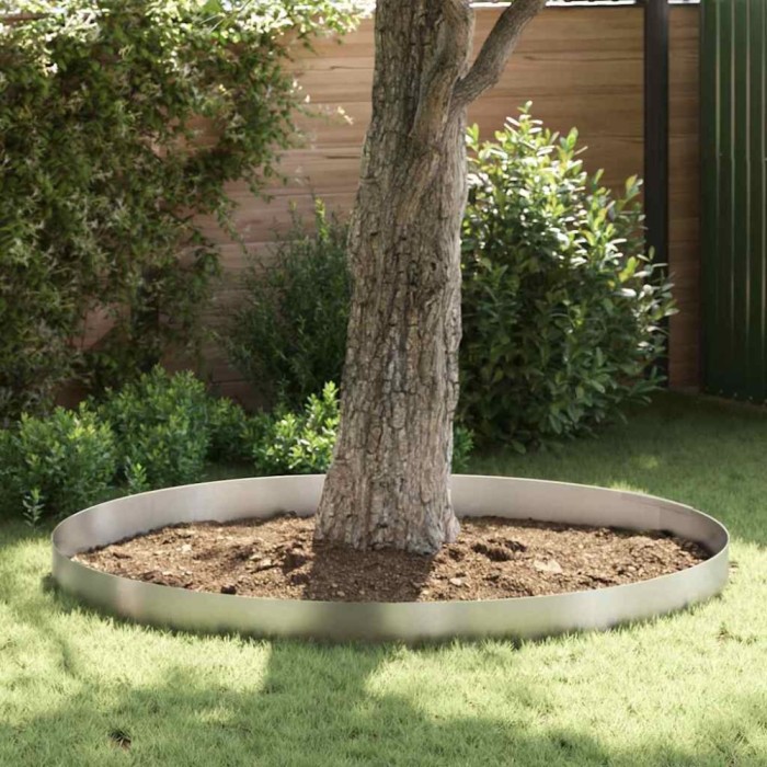 vidaXL &Icirc;mprejmuire pentru gazon Argintiu 450 x 20 cm Oțel inoxidabil