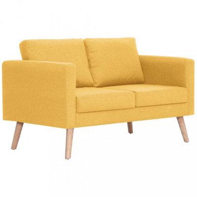 Canapea cu 2 locuri, galben, material textil foto