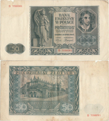 1941 (1 VIII), 50 złotych (P-102) - Polonia! Ocupaţia nazistă din Polonia! foto