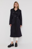 Cumpara ieftin Victoria Beckham palton de lana culoarea albastru marin, de tranzitie, oversize