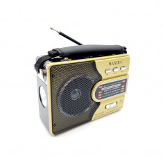Radio FM/SW X-Bass, MP3, USB, slot card SD, lanterna, antena, baterie reincarcabila, 3 V, Galben