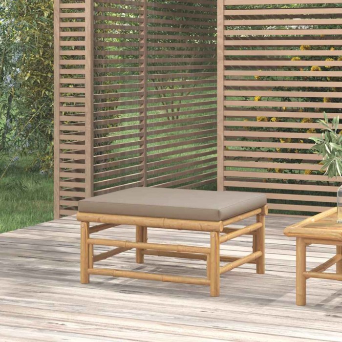 vidaXL Taburet de grădină, pernă gri taupe, bambus 362288