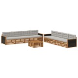 vidaXL Set de canapele de exterior 9 pcs Natural și gri deschis 3383164