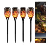 Cumpara ieftin Set 4 Lampi Solare Tip Torta Efect Flacara 51.5cm, 12 LED, IPF, Gradina, Exterior, Autonomie 12h, Negru