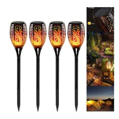 Set 4 x Lampa solara tip torta cu efect flacara 51.5 cm, 12 Leduri