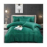 Cumpara ieftin Lenjerie de Pat Damasc 6 Piese, Dungi Duble,Verde Smarald- JO340