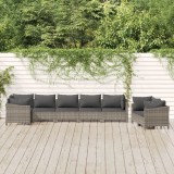 Cumpara ieftin Set mobilier de grădină cu perne, 8 piese, gri, poliratan