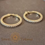 Cercei eleganti cu cristale zirconia, 2.3 cm , Stralucire regala, model nou cu stanta