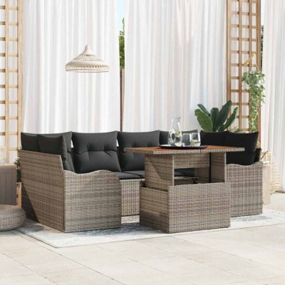 vidaXL Set de canapele pentru grădină 7 pcs Gri 100 x 55 x 73 cm foto