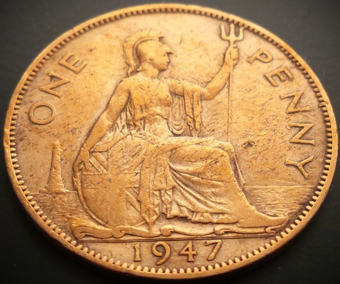 Moneda istorica 1 (One) PENNY - MAREA BRITANIE / ANGLIA, anul 1947 * cod 4109