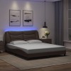 VidaXL Cadru de pat cu lumini LED, maro, 160x200 cm, piele ecologică 3213943