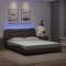 vidaXL Cadru de pat cu lumini LED, maro, 160x200 cm, piele ecologică 3213943
