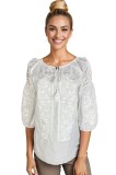 Bluza dama DEC alb optic , marimea 3XL, Casual, Bumbac