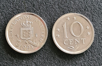 Antilele Olandeze 10 centi 1984 foto