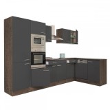 Unitate Bucatarie Coltar Leziter Yorki 340cm Stejar/Antracit cu Loc pentru Cuptor si Microunde