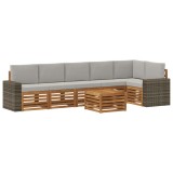 vidaXL Set canapea sectională cu pernă 7 pcs Natural și gri deschis 3384457