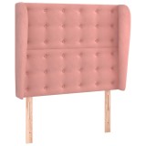 Cumpara ieftin Tablie de pat cu aripioare, roz, 103x23x118/128 cm, catifea