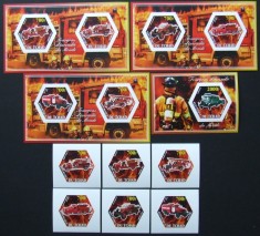 R.DU TCHAD-MASINI DE POMPIERI-SET 6 V.+4 S/Sh.NEOBLITERATE-NEDANTELATE-MNH** - EP 085