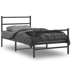 vidaXL Cadru pat metalic cu tăblii de cap/picioare, &nbsp;negru, 107x203 cm 355379