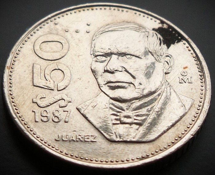 Moneda exotica 50 PESOS - MEXIC, anul 1987 * cod 523 - circulata