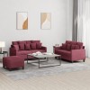 VidaXL Set canapea cu perne, 3 piese, roșu vin, material textil 3201662
