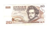 Bancnota Austria 20 schilling 1988, circulata, stare buna