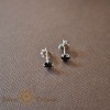 Cercei Argint 925 Unisex cu Zirconia Neagra 4mm Rotunda | Cercei Argint | SaraTremo