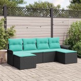 vidaXL Set de canapele pentru grădină cu pernă 6 pcs Negru Rattan poli 3354145