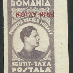 EROARE SUPRATIPAR ROSU RASTURNAT FUNDATIA REGELE MIHAI 1947 – MNH