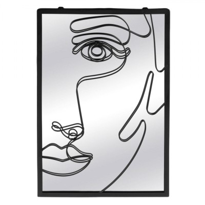 Oglindă Decorativă, Model Abstract, Cadru Metalic Negru, 40x28cm foto