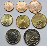 Set complet 8 monede, 1 cent - 2 euro 2007-2022 Slovenia, unc, Europa
