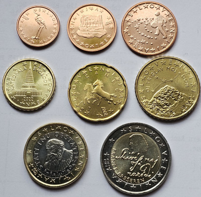 Set complet 8 monede, 1 cent - 2 euro 2007-2022 Slovenia, unc foto