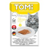 Hrană umedă pentru pisici TOMI Sterilised, pui, 85 gr