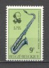 Belgia.1973 Instrumente muzicale-saxofon MB.160, Nestampilat